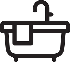 Obraz premium Bathtub line icon, outline vector sign, linear style pictogram isolated on white.