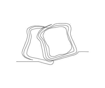 recommend clip art: Continuous line drawing of Slice of White Bread vector illustration. White Bread single line art hand drawn minimalism style.