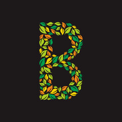 Leaves of letter B shape for logo or decorative illustration.