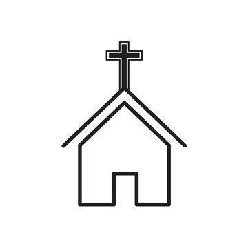 Church Flat Icon Vector Logo Template Illustration Design