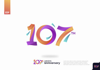 107 Year Anniversary Icon Vector Template Design Illustration