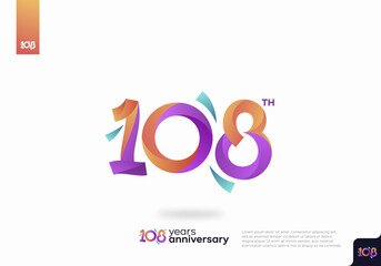 108 Year Anniversary Icon Vector Template Design Illustration