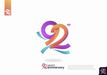 Fototapeta premium 92 Year Anniversary Icon Vector Template Design Illustration