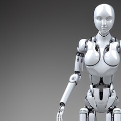 Naklejka premium Humanoid female robot facing forward