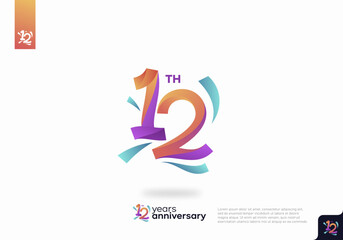 12 Year Anniversary Icon Vector Template Design Illustration
