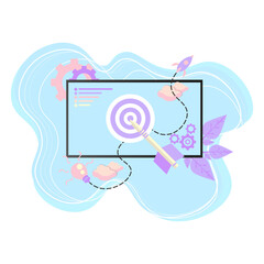 Business target illustration vector with pastel light color,arrow,break limit theme,cloud,Computer,target,and business icon.