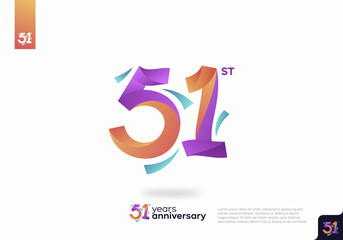 51 Year Anniversary Icon Vector Template Design Illustration