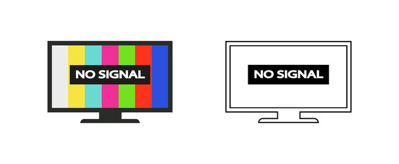 TV  No Signal icon vector. Television icon or symbol.  Isolated on white background. eps10