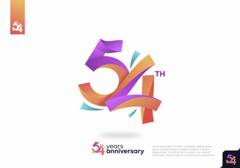 54 Year Anniversary Icon Vector Template Design Illustration