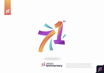 71 Year Anniversary Icon Vector Template Design Illustration