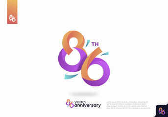 86 Year Anniversary Icon Vector Template Design Illustration