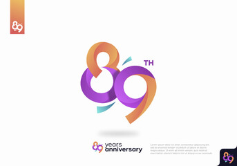 89 Year Anniversary Icon Vector Template Design Illustration