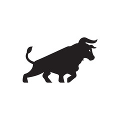 Black bull animal logo template design 
