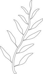 Minimalist Leaf Line Clipart Ornament