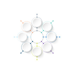 Basic circle infographic with 8 steps, process or options.