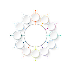 Basic circle infographic with 12 steps, process or options.