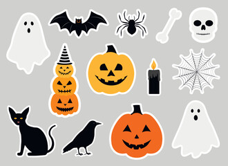 Naklejka premium Set Halloween stickers printable vector illustration