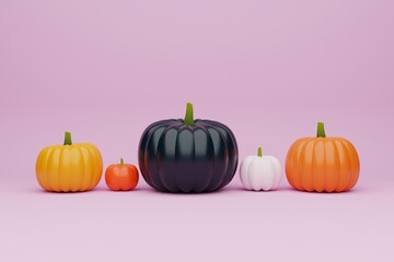 3d rendering Halloween, Thanksgiving illustration with ripe pumpkins. 