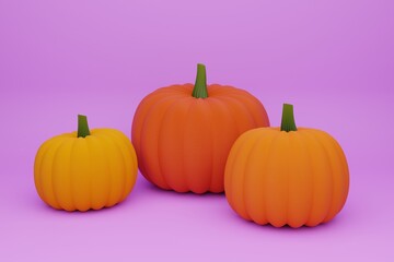 3d rendering Halloween, Thanksgiving illustration with ripe pumpkins. 
