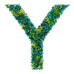 Letter Y made of small iridescent letters z, 3d rendering