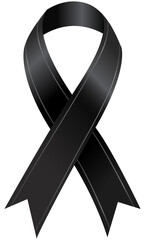 Mourning ribbon, black awareness ribbon. Mourning, RIP and melanoma symbol. 
