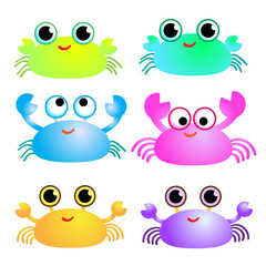 Brightly colored cute cartoon crab