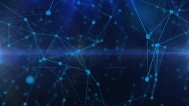 Blue futuristic abstract molecular dot geometric structure space background animation, modern triangle shaped technology particle analysis themed animation