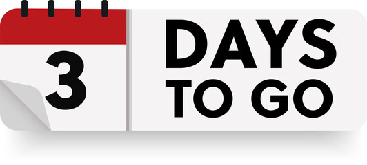 3 days to go in modern style. Special offer badge. Web design. Sale tag