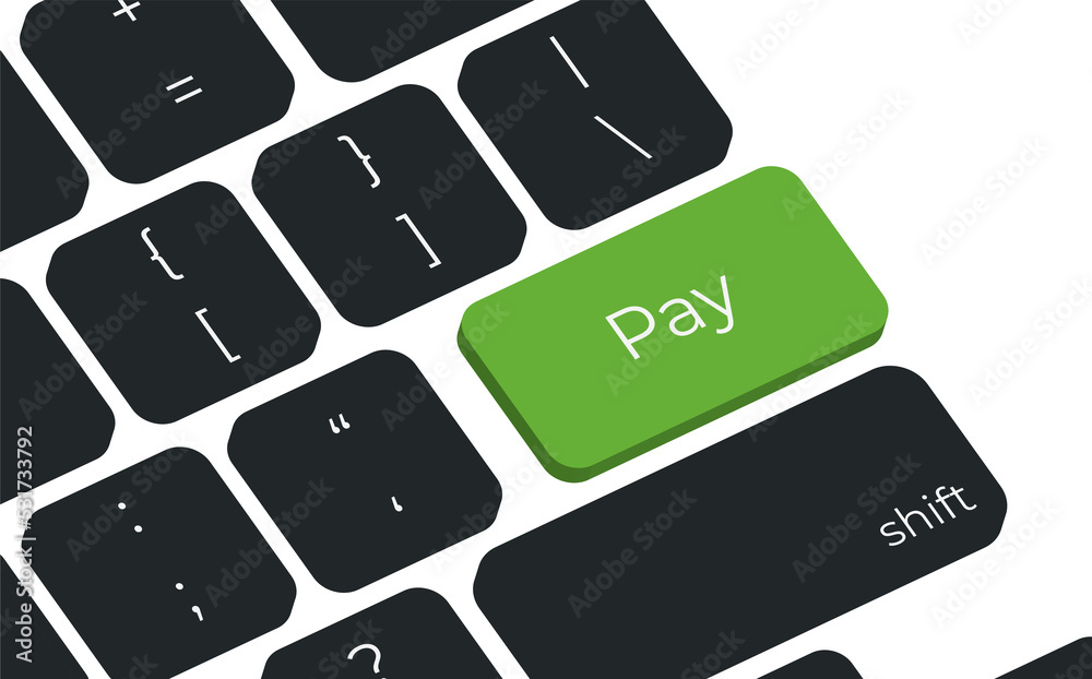 Poster Computer keyboard key with key Pay. Keyboard keys icon button