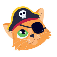 Isolated cute cat avatar with a halloween pirate costume Vector