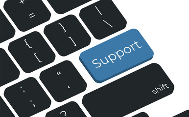 Computer keyboard key with key support. Keyboard keys icon button