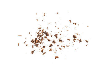 Grated Chocolate Pile Isolated, Crushed Shavings, Crumbs, Flakes, Cocoa Sprinkles