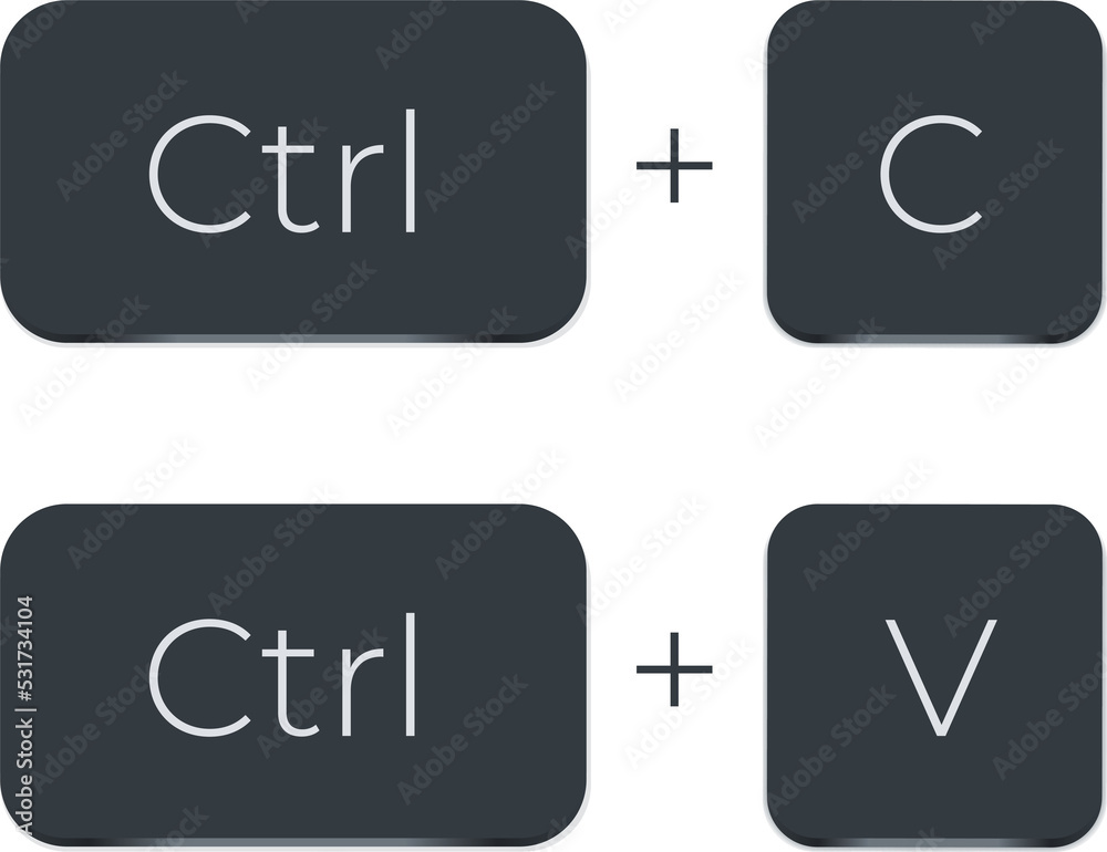 Fototapete Ctrl C and Ctrl V computer keyboard buttons. Desktop interface. Web icon