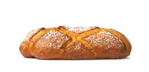 Freshly Baked Traditional Bread on Wooden Background