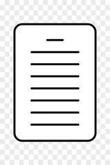 Document paper icon, outline sign. Document pictogram illustration isolated on transparent background. Vector EPS 10