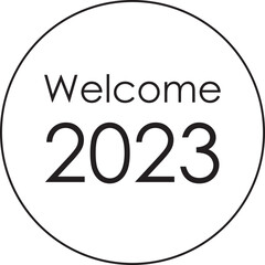 Cartel bienvenido 2023 en color negro. Icono vector