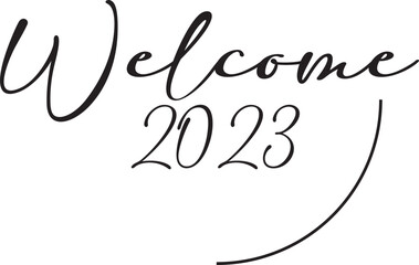Cartel bienvenido 2023 en color negro. Icono vector