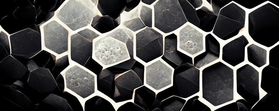 black and white honeycombs, Colorful abstract wallpaper texture background illustration © Ivan Traimak