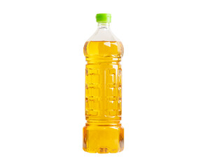 Vegetable oil bottle for cooking isolated on white background with clipping path.