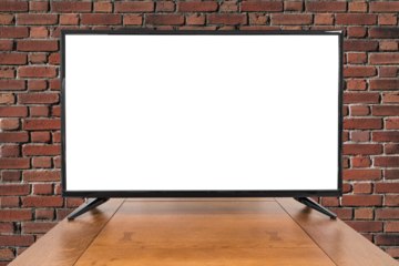 Modern Television with brick wall and cut out screen.