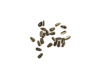 Sunflower Seeds Pile, Striped Raw Seeds Isolated Top View