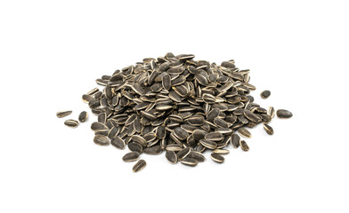 Sunflower Seeds Pile, Striped Raw Seeds Isolated Top View