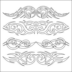 Tribal Tattoos in Black Color. Suitable For All Kind of Design (Web Page, Interface, Advertising, Polygraph and Other).Set tribal tattoos. EPS 10 vector illustration without transparency.