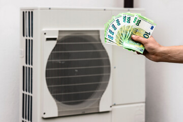 Heat Pump effective Electric Heater saving Energy, Saving Money. Alternative Heating concept.