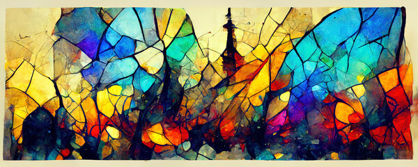 multi-colored glass window, Colorful abstract wallpaper texture background illustration