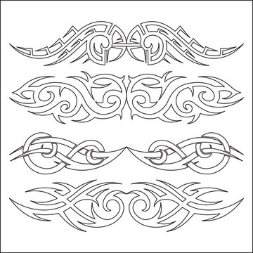 Tribal Tattoos in Black Color. Suitable For All Kind of Design (Web Page, Interface, Advertising, Polygraph and Other).Set tribal tattoos. EPS 10 vector illustration without transparency.