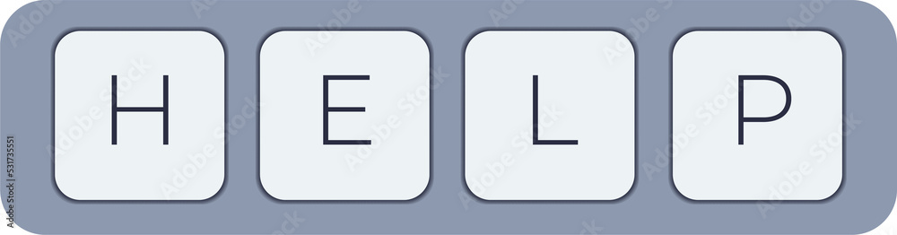 Aufkleber Computer keyboard key with key help. Keyboard keys icon button