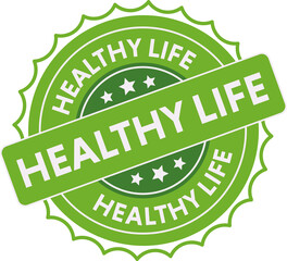 Healthy life green round retro style grunge seal