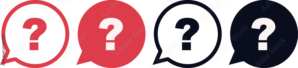 Fototapete Question mark set of vector isolated icons. Help sign speech bubble. Chat question icon. Question concept