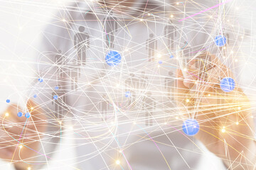 Digital technology background. Network connection dots and lines.